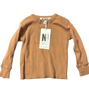Go Gently Nation Kids Long Sleeve Organic Cotton Shirt 12/18M Pecan NWT